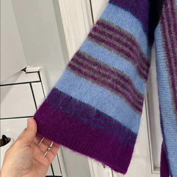 NWT ANTIK BATIK Moya Belted Brushed Intarsia Mohair-Blend Cardigan in Purple - S - Picture 7 of 13